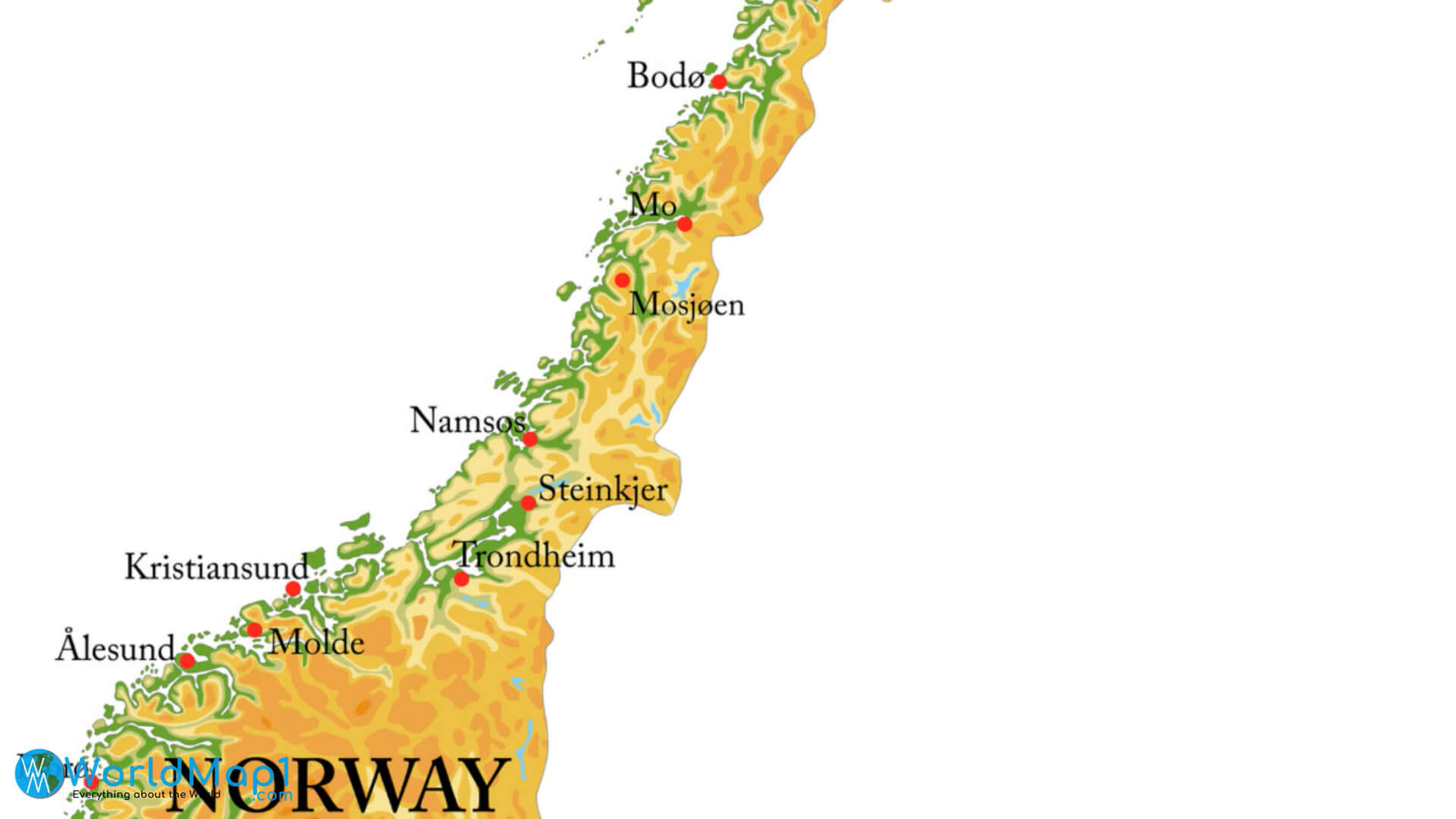 Northern Norway Main Cities Map